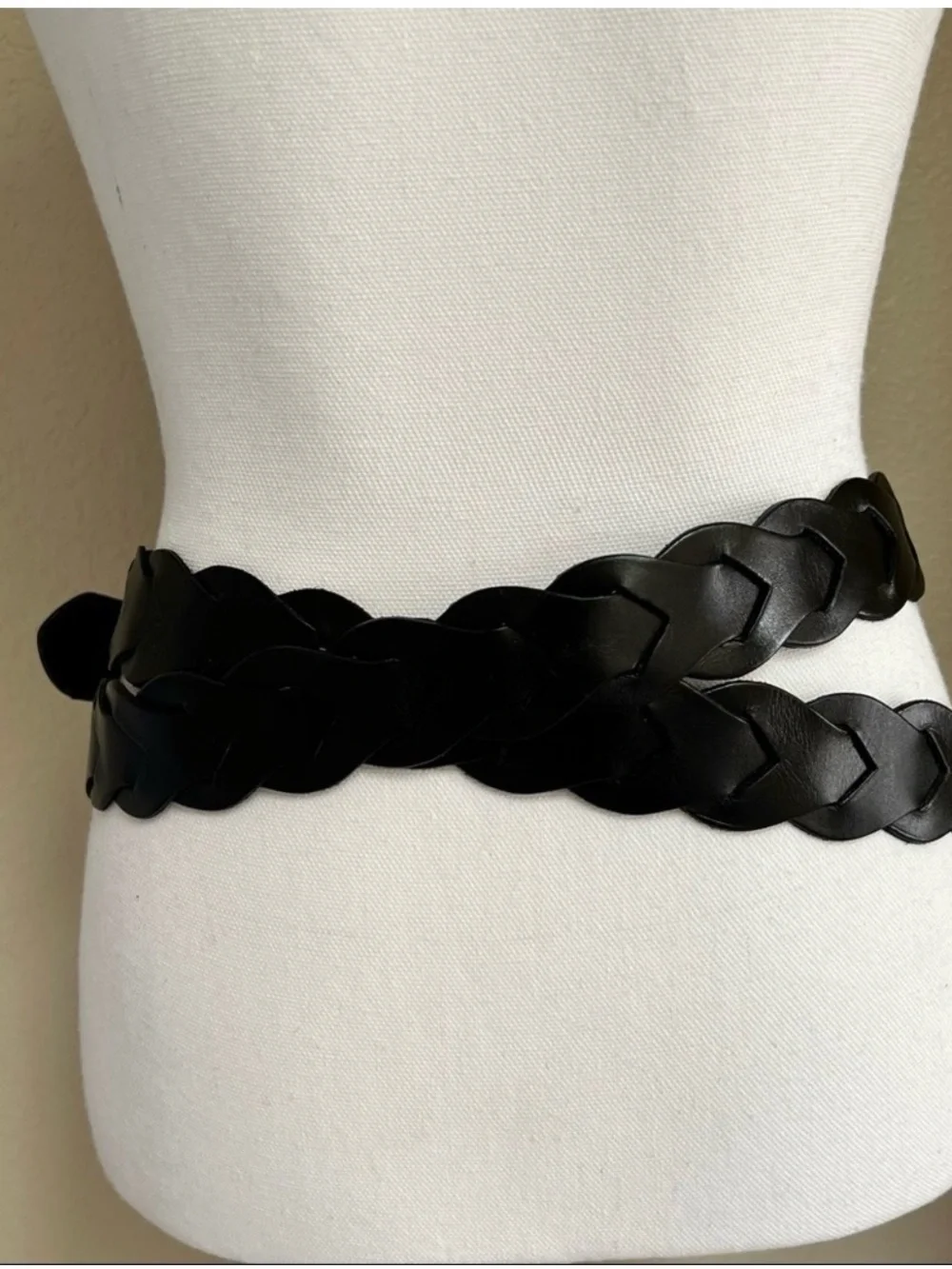 Frame Denim Braided O Ring Double Wrap Belt Black Medium